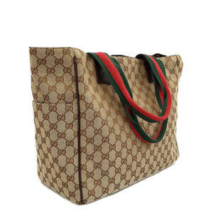 Gucci canvas Brown beige Sherry Tote Canvas GG monogram Bag ebony Line
